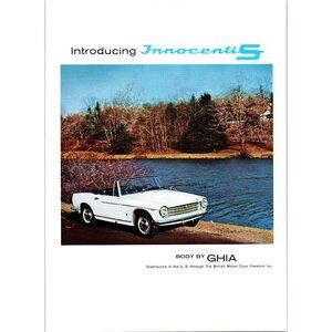 1964 Innocenti S 2 Door Convertible Roadster Vintage Print Ad Lake Ghia Wall Art